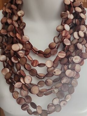 Heidi Daus Multi-Strand Brown Mother-of-Pearl Disc Necklace